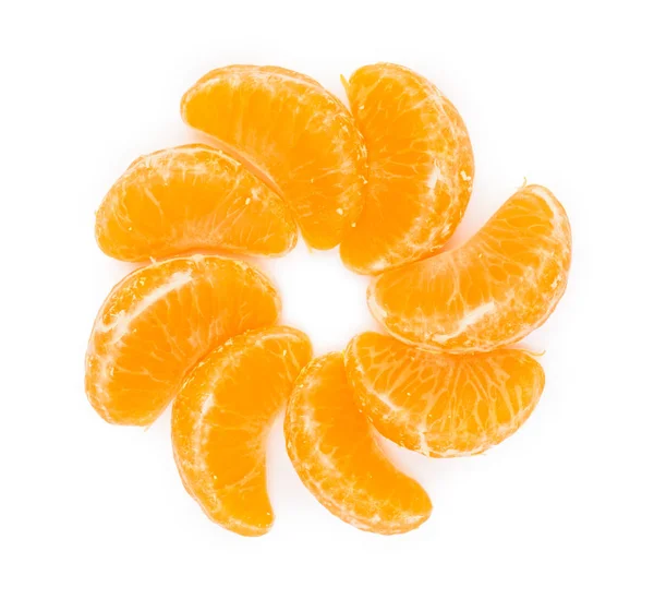Darab mandarin narancs vagy mandarin elszigetelt nap formában — Stock Fotó