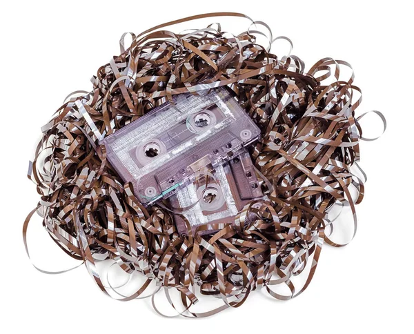 Analog audio cassette with tape tangle isolated