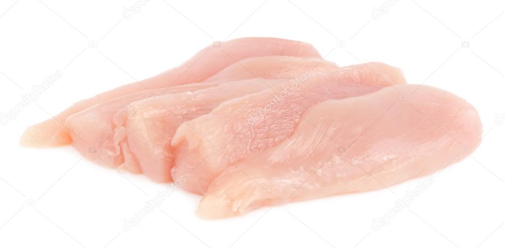 Sliced chicken fillet breast isolated