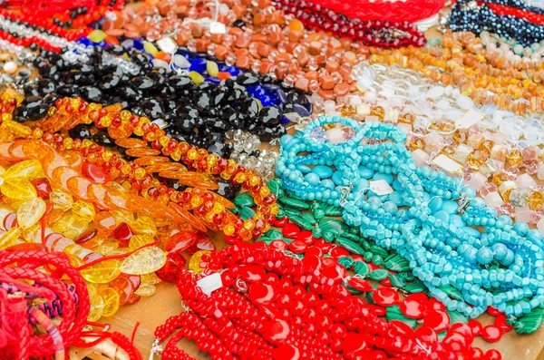 Pile of necklaces, bracelets and jewelry — Stock Photo, Image