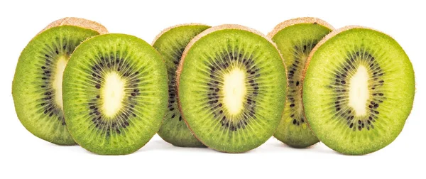 Frutas de kiwi cortadas em linha isoladas — Fotografia de Stock