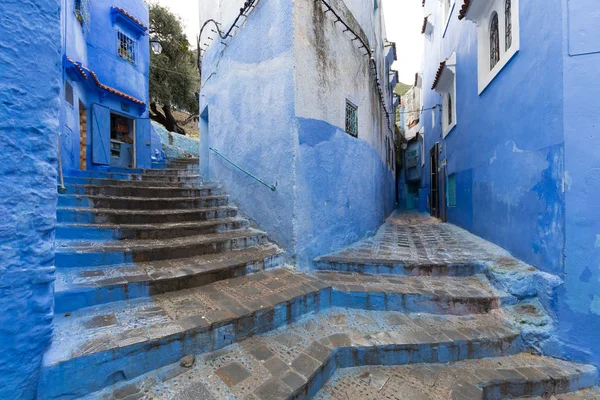 Detalhes Arquitetônicos Marroquinos Tradicionais Típicos Chefchaouen Marrocos África Rua Estreita — Fotografia de Stock