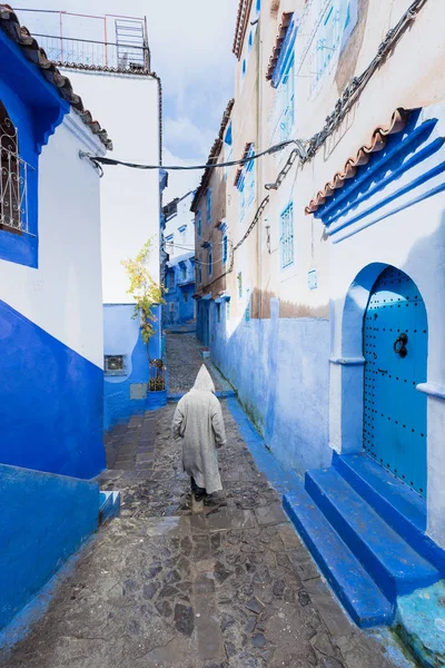 Detalhes Arquitetônicos Marroquinos Tradicionais Típicos Chefchaouen Marrocos África Rua Estreita — Fotografia de Stock