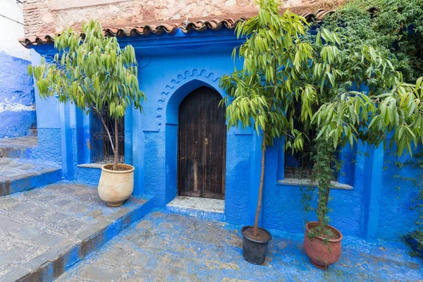 Detalhes Arquitetônicos Marroquinos Tradicionais Típicos Chefchaouen Marrocos África Rua Estreita — Fotografia de Stock