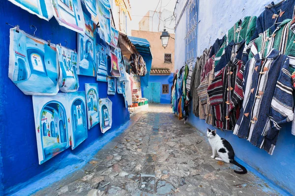 Detalhes Arquitetônicos Marroquinos Tradicionais Típicos Chefchaouen Marrocos África Rua Estreita — Fotografia de Stock