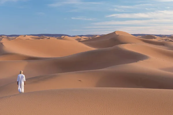 Sahara Marokko Januari 2020 Portret Van Een Bedoeïenen Nomade Met — Stockfoto