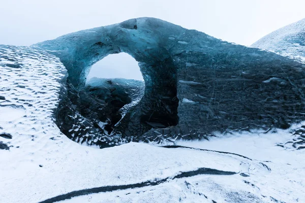 Entrada Una Cueva Hielo Dentro Del Glaciar Vatnajokull Sur Islandia — Foto de Stock