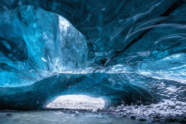Egy Izlandi Vatnajokull Jégbarlangban Jég Több Ezer Éves Annyira Tele — Stock Fotó