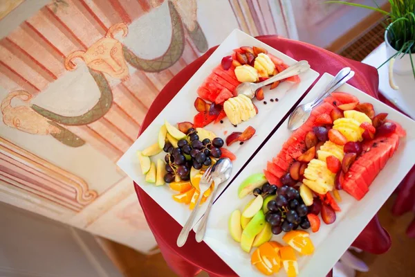 Muchas Frutas Mesa Cafetería — Foto de Stock
