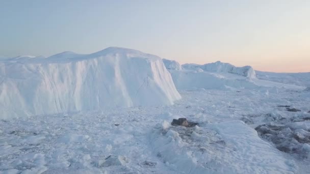 Batı Grönland Daki Disko Körfezi Nde Farklı Şekillerde Devasa Buzdağları — Stok video