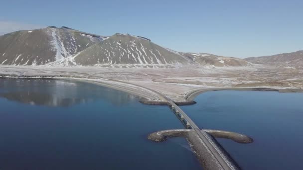 Straße Norwegen Winter Luftaufnahme — Stockvideo