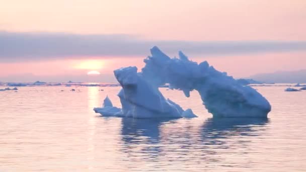 Enormes Icebergs Diferentes Formas Bahía Disko Oeste Groenlandia Origen Por — Vídeos de Stock