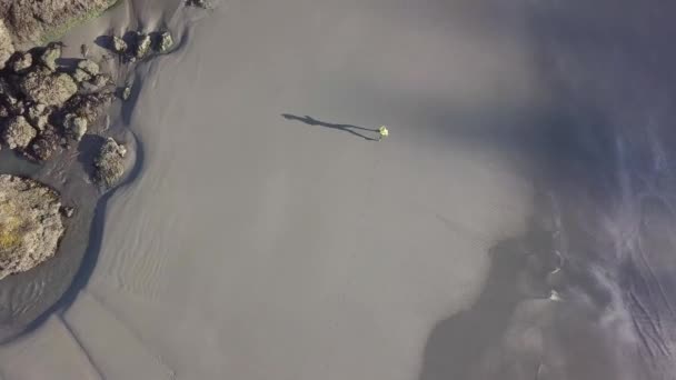 令人惊讶的美丽的海景和运动员沿着大海奔跑 — 图库视频影像