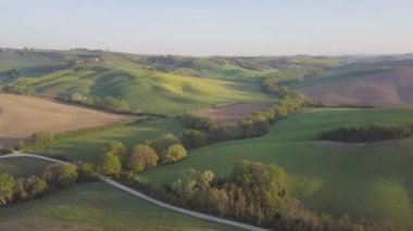Ağaçlı ve yollu güzel bir manzara.