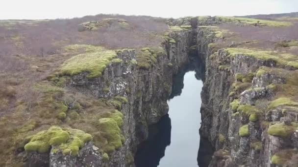 Prachtige Gletsjerrivier Een Canyon Ijsland — Stockvideo