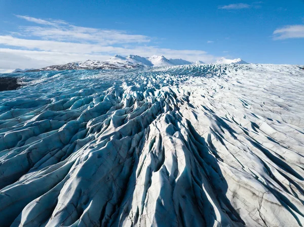 Krásné Ledovce Protékají Horami Islandu Letecký Pohled Pohled Shora Tekoucí — Stock fotografie