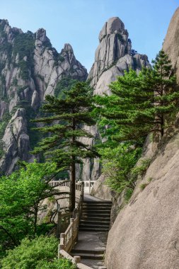 Sarı Dağlar. Huangshan Dağı. Çin 'in doğusundaki Güney Anhui eyaletinde bir dağ sırası..