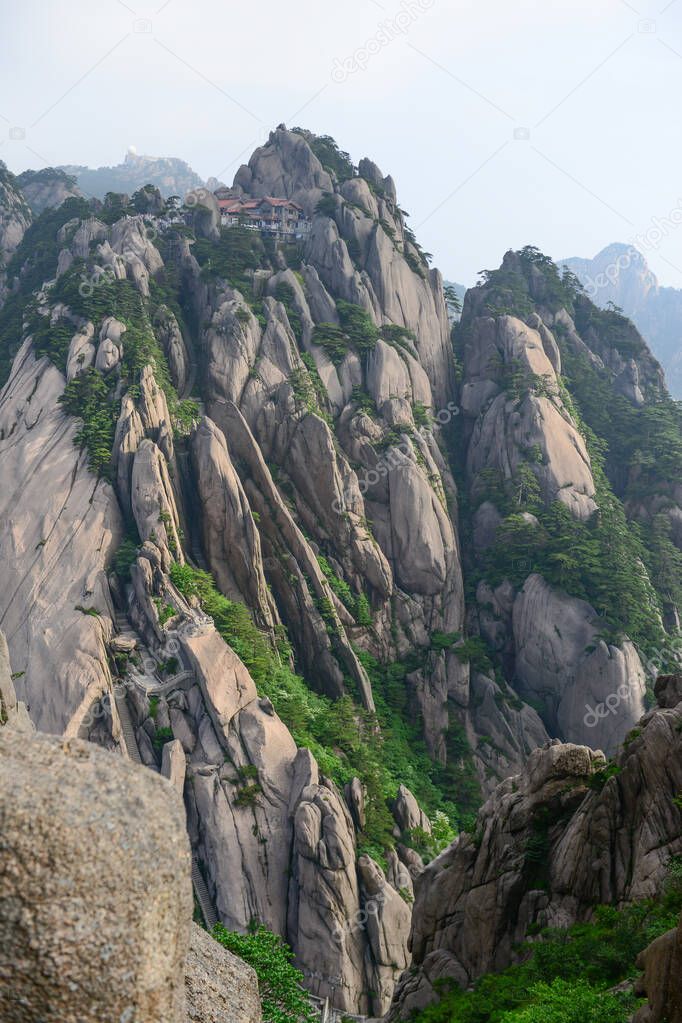 Yellow Mountains.Mount Huangshan.A mountain range in southern Anhui province in eastern China.