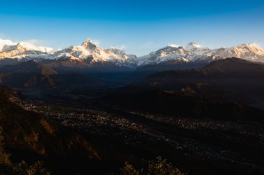 Machapuchare sunrise view in Dhampus Pokhara Nepal.