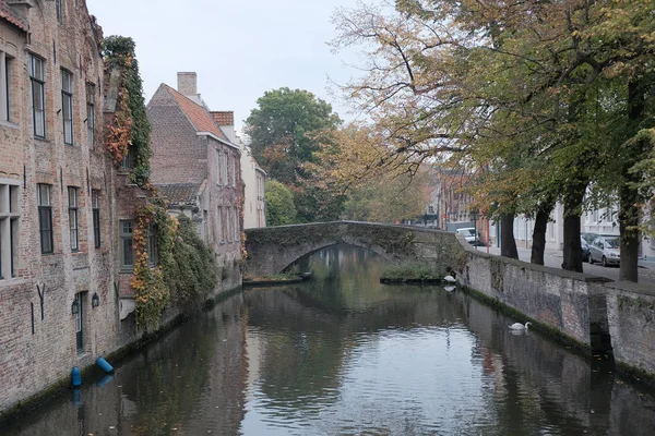 België Brugge Oktober 2019 Waterkanalen Brugge Belgium Noord Venetië Herfstreis — Stockfoto
