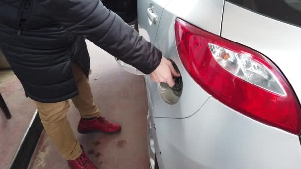 Processo Reabastecimento Carro Posto Gasolina — Vídeo de Stock