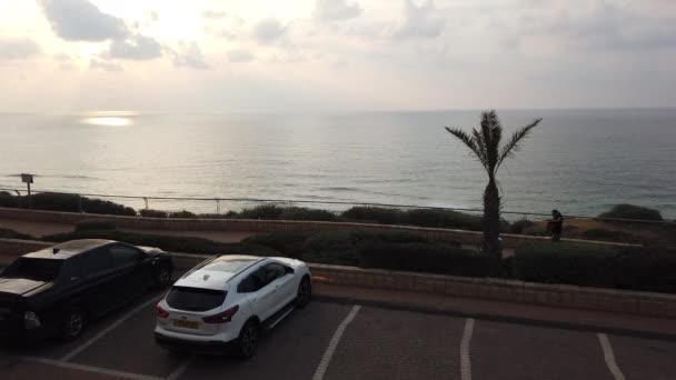 Israël Netanya Januari 2020 Dijk Van Middellandse Zee Het Resort — Stockvideo