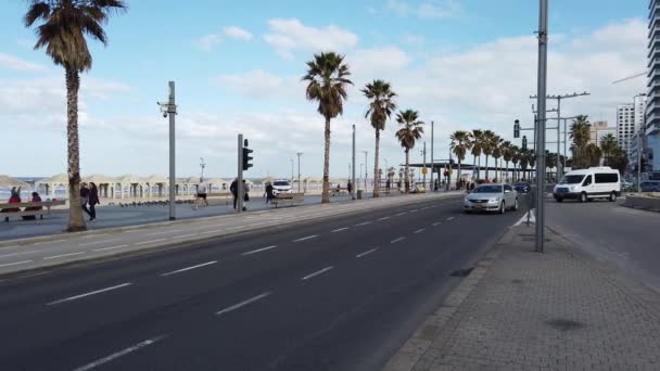 Israel Tel Aviv Enero 2020 Paseo Marítimo Tel Aviv Tel — Vídeo de stock