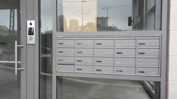 Israel Netanya March 2020 Metal Mailboxes Apartment Building — 图库视频影像