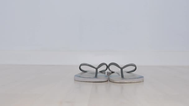 Close Slippers Toes — Stock Video