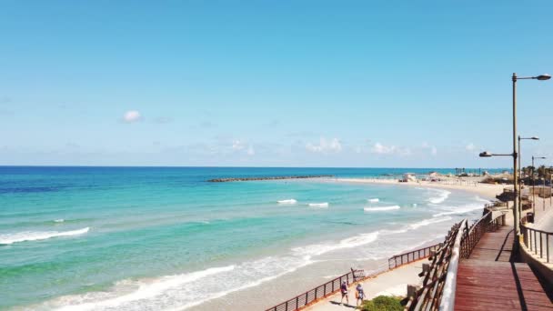 Estrada Para Praia Cidade Mar Mediterrâneo — Vídeo de Stock