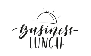 İş Yemeği Mektupları. Dekoratif siyah metin. Vektör stok illüstrasyonu beyaz arkaplanda izole edildi. 