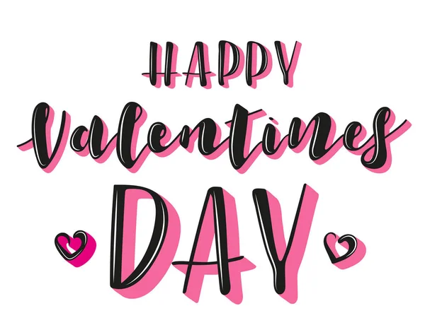 Happy Valentines Day Typography Poster Handwritten Calligraphy Text Isolated White — Stock Vector