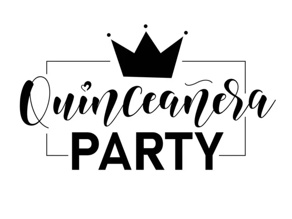 Quinceaera Party Lettering Sign Teenager Girl Birthday Celebration Calligraphy Black — 스톡 벡터