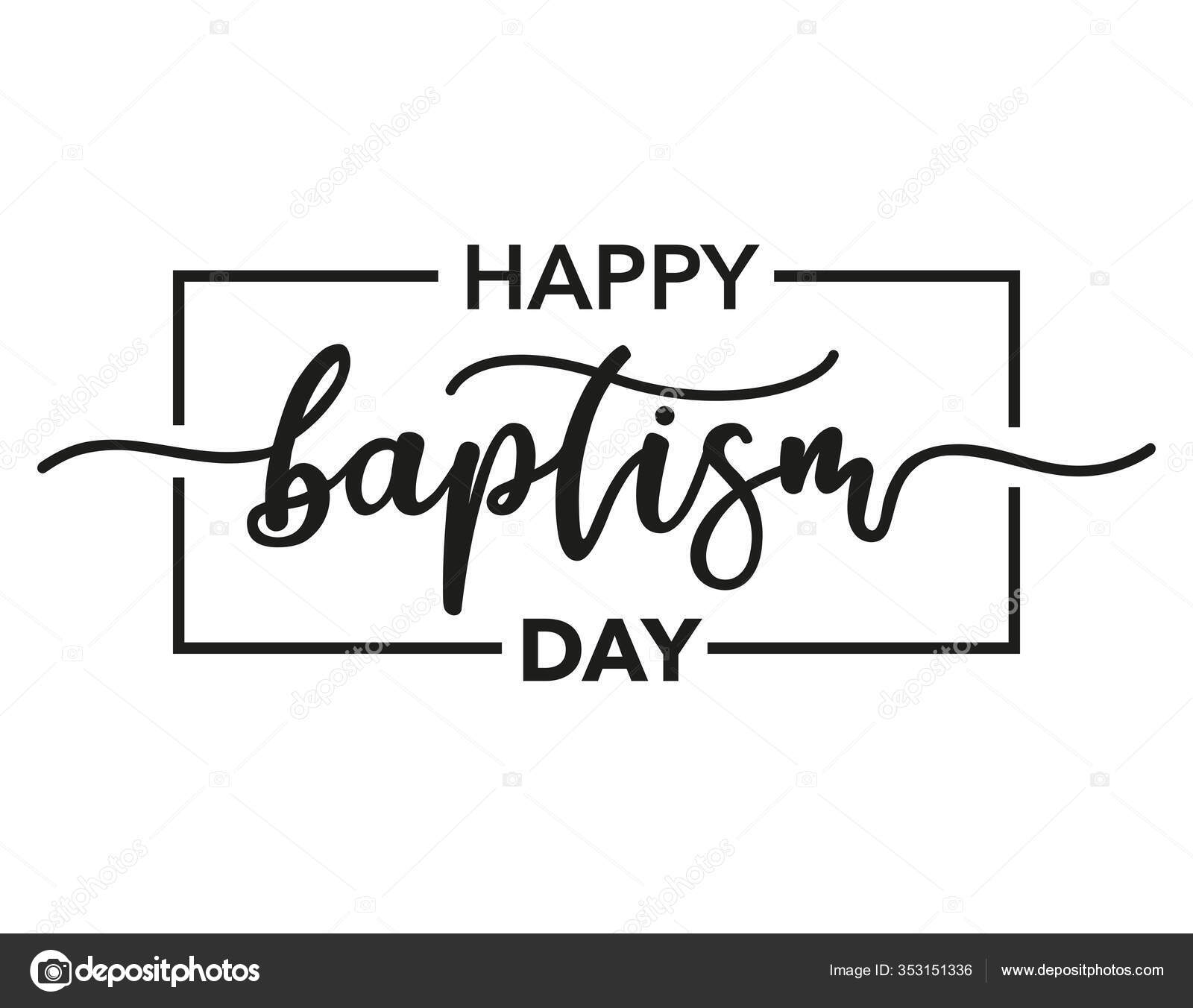 Happy Baptism Day Black Text Isolated White Background Vector Stock