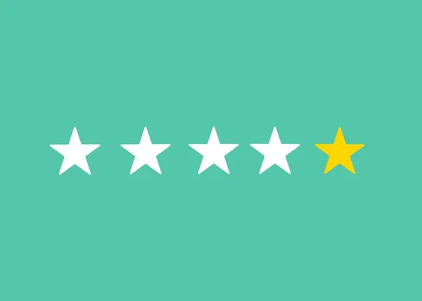 Five Star Rating on mint background. White and yellow stars.