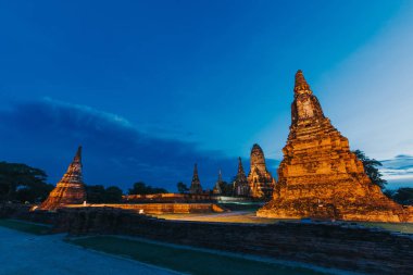 Wat Chai Watthanaram - Beautiful Buddhist temple at night.