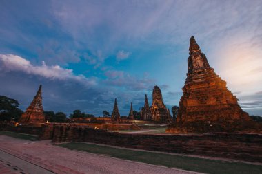 Wat Chai Watthanaram - Beautiful Buddhist temple at night.