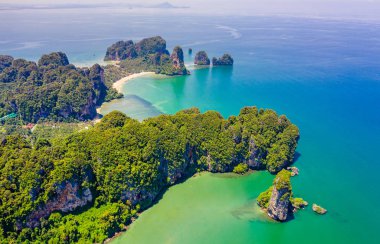 Krabi - Railay beach seen from a drone. One of Thailand's most famous luxurious beach. 