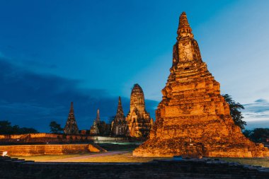 Wat Chai Watthanaram - Beautiful Buddhist temple at night.