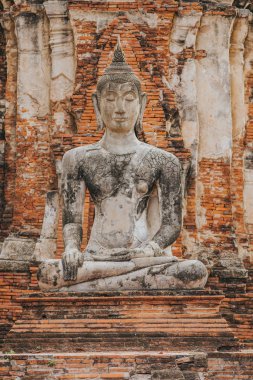 Amazing details of the Wat Maha That temple with the ruins