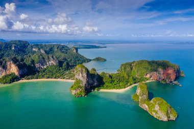 Krabi - Railay beach seen from a drone. One of Thailand's most famous luxurious beach. 