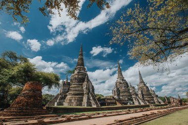 Amazing details of the Wat Maha That temple with the ruins