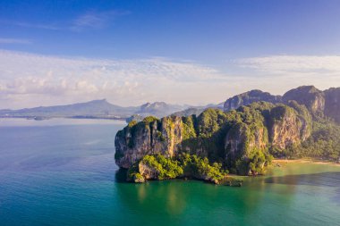 Krabi - Railay beach seen from a drone. One of Thailand's most famous luxurious beach. 