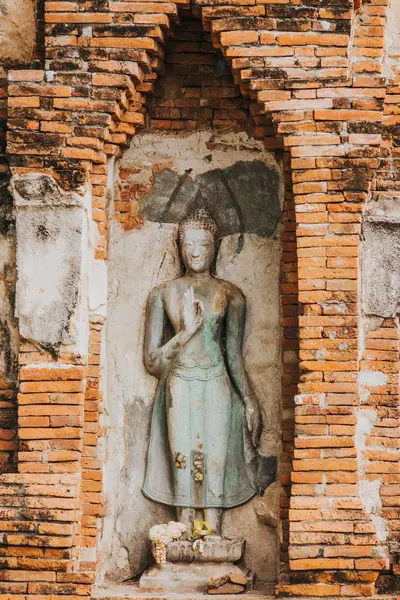 Detalhes Surpreendentes Wat Maha Que Templo Com Ruínas — Fotografia de Stock