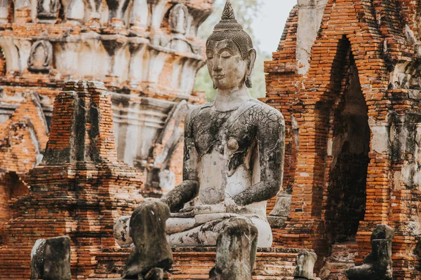 Amazing Details Wat Maha Temple Ruins — Stock Photo, Image