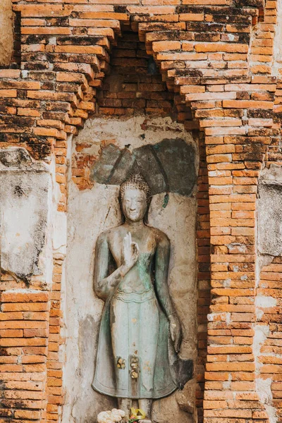 Increíbles Detalles Del Wat Maha Ese Templo Con Las Ruinas —  Fotos de Stock