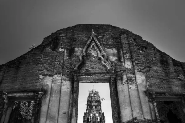 Erstaunliche Details Des Tempels Wat Maha Mit Den Ruinen — Stockfoto