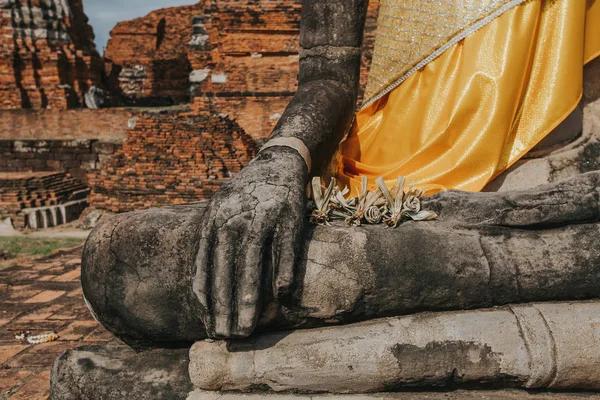 Detalhes Surpreendentes Wat Maha Que Templo Com Ruínas — Fotografia de Stock