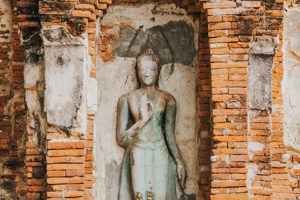 Detalhes Surpreendentes Wat Maha Que Templo Com Ruínas — Fotografia de Stock