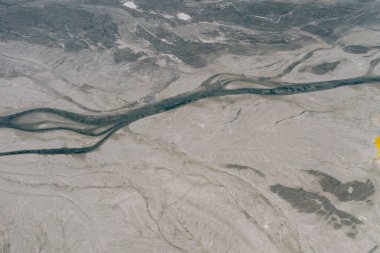 Drone view of contaminated, toxic water stream in Geamana, Roman